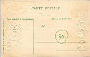 Paris, Boulevard Montmartre. Art Nouveau, Emb. litho with French coins and banknotes (pinhole)