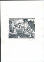 König (Kőnig) Róbert (1951-2014): Ex libris Hans Sölch, 1996. Linómetszet, papír, jelzett, papírra k...