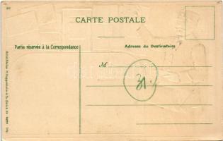 Paris, Place de la République / square, tram. Art Nouveau, Emb. litho with postman and French stamps...