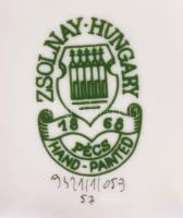 Zsolnay búzavirág mintás bonbonier, jelzett, hibátlan (mázrepedéssel), 7,5x7,5 cm