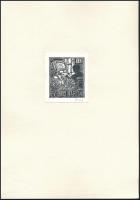 König (Kőnig) Róbert (1951-2014): Ex libris Martini. Linómetszet, papír, jelzett, papírra kasírozva,...