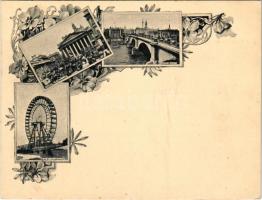 London, Royal Exchange, London Bridge, Giant Ferris Wheel (London Eye). Art Nouveau, floral (11,5 cm x 8,8 cm) (fl)