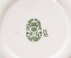 Zsolnay pillangó mintás kávés készlet süteményes tányérokkal. Jelzett, teljes, hibátlan