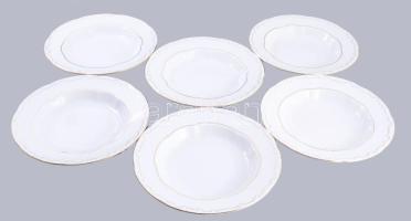 Zsolnay tollazott mintás mélytányér szett, 6 darab, jelzett, hibátlan, d: 23 cm