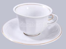 Hollóházi fehér kávés készlet, cukortartó és egy csésze hiánnyal, jelzett