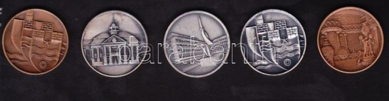 5 klf "Tatabánya, Keszthely, Marcali, Szentes(2x)" emlékérmek 32mm M,Br T:BU,1