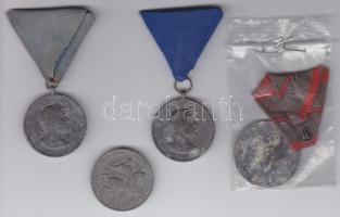 4db klf erdélyi (2x), délvidéki és első világháborús sebesülési érem, medál T:vegyes