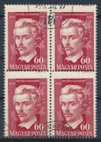 1950 Petőfi 60f négyestömb elfogazva
