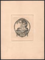 Franz von Bayros (1866-1924): Par avi cigno (Léda és a hattyú, erotikus kisgrafika). Heliogravür, papír, jelzett a nyomaton. Lapszéli apró elszíneződésekkel. 12,5x10,5 cm