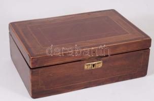 Intarziás fa doboz, kulcs nélkül, 21x31 cm