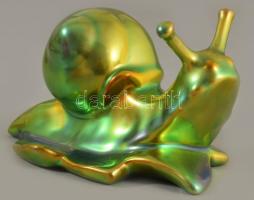 Zsolnay kisplasztika - Éti csiga. Selyemfényű eozin mázakkal fedett finomfajansz, jelzett, hibátlan,...