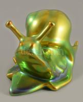 Zsolnay kisplasztika - Éti csiga. Selyemfényű eozin mázakkal fedett finomfajansz, jelzett, hibátlan,...