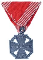 1916. "Károly-csapatkereszt" Zn kitüntetés mellszalagon, peremén gyártói jelzéssel, igazol...