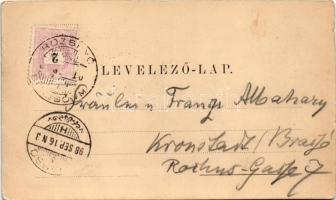 1898 Törcsvár, Törzburg, Bran-Poarta, Bran; Törcsvár a Bucsecs-hegységgel. H. Zeidner kiadása, A. Sc...