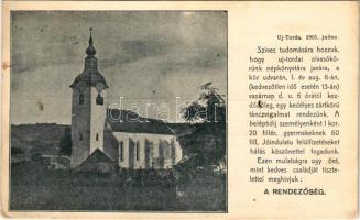 1905 Torda, Turda; Újtordai református templom. Füssy és Sztupjár kiadása / Calvinist church (fl)