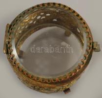 Antik ékszeres dolog, üveglap betéttel, 5x4 cm