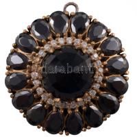 Réz és ezüst (Ag) függő fekete kő berakásokkal, jelzett, d: 3 cm