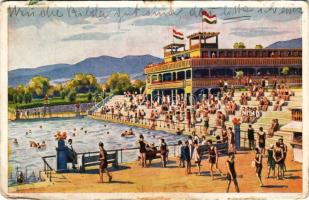 1934 Budapest III. Csillaghegyi gyógyfürdő, hátoldalon reklám. Lobl D. és Fia (Rb)