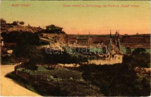 Budapest, Duna részlet a Gellértheggyel és a Ferenc József híddal, a Gellért Szálló még nem épült meg. W. L. (?) 20219. (EK)