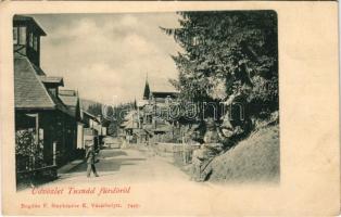 Tusnádfürdő, Baile Tusnad; Fő utca. Bogdán F. fényképész / main street (kopott sarkak / worn corners)