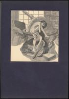 Franz von Bayros (1866-1924): Földrajzi lecke (erotikus-pornográf grafika). Heliogravür, papír, jelz...