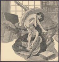 Franz von Bayros (1866-1924): Földrajzi lecke (erotikus-pornográf grafika). Heliogravür, papír, jelz...