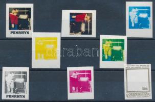 Penrhyn 1982 Lady Diana születésének 21. évfordulója Mi 265 50c bélyeg 8 különféle fogazatlan fázisnyomata