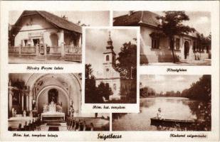 Szigetbecse, Római katolikus templom belső, Kisdunai sziget, községháza, Kőváry Ferenc üzlete (fa)