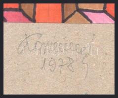 Koppány Frigyes (?-?): Variációk egy témára IV, 1978. Filctoll, papír, jelzett, kartonra kasírozva. ...