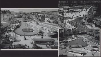 Budapest, Széll Kálmán/Moszkva tér, eltérő időben készült felvételek, 3 db modern nagyítás, jelzés nélkül, 15x21 cm és 10x15 cm