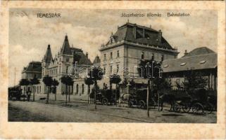 1909 Temesvár, Timisoara; Józsefvárosi pályaudvar, vasútállomás / Bahnstation / Iosefin railway station (fl)