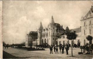 1901 Temesvár, Timisoara; Józsefvárosi pályaudvar, vasútállomás / Bahnstation / Iosefin railway station - 2-részes panorámalap egyik fele / one half of a 2-tiled panoramacard (b)