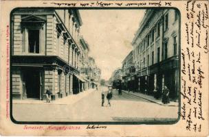 Temesvár, Timisoara; Hunyadi utca, üzletek. Polatsek-féle könyvkereskedés kiadása / street view, shops (b)