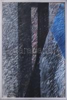 Hajdú László (1938-): Fekete idol, 1990. Vegyes technika, papír. Jelezve balra lent. Hátoldalán autográf felirattal. 88x62,5 cm. Üvegezett fakeretben.