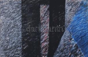 Hajdú László (1938-): Fekete idol, 1990. Vegyes technika, papír. Jelezve balra lent. Hátoldalán auto...