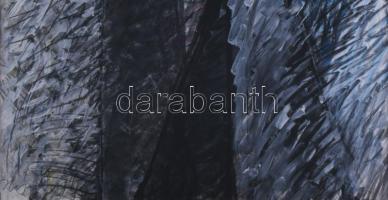 Hajdú László (1938-): Fekete idol, 1990. Vegyes technika, papír. Jelezve balra lent. Hátoldalán auto...