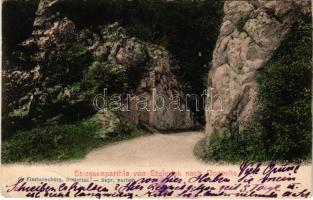 Stájerlak, Steierlak, Stájerlakanina, Steierdorf, Anina; Strassenpartie / Bozovicsi út, Coronini-forrás. G. Florianschütz / road, waterfall, spring source (Rb)