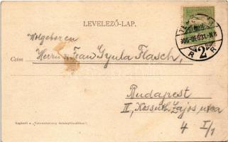 1906 Temesvár, Timisoara; Benauer utca, Horgony kávéház, villamos / street view, café, tram (EB)