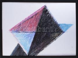 Hajdú László (1938-): Diagonál Geo, 1996. Akril, kréta, papír. Jelezve jobbra lent. Hátoldalán autográf felirattal. 62x88 cm. Üvegezett fakeretben.