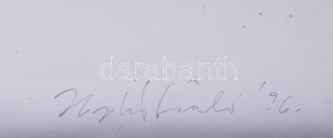 Hajdú László (1938-): Diagonál Geo, 1996. Akril, kréta, papír. Jelezve jobbra lent. Hátoldalán autog...