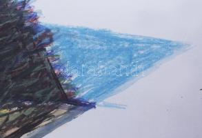 Hajdú László (1938-): Diagonál Geo, 1996. Akril, kréta, papír. Jelezve jobbra lent. Hátoldalán autog...