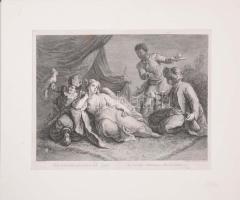 Nicolaus Cavalli : Voltaire Zaire c, művének egyik jelenete. Rézmetszet, papír. Paszpartuban 41x31 c...