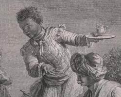 Nicolaus Cavalli : Voltaire Zaire c, művének egyik jelenete. Rézmetszet, papír. Paszpartuban 41x31 c...