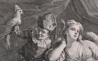 Nicolaus Cavalli : Voltaire Zaire c, művének egyik jelenete. Rézmetszet, papír. Paszpartuban 41x31 c...