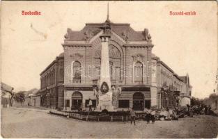 1909 Szabadka, Subotica; Honvéd emlék (Kaponyai csata emlékműve), Nemzeti Kaszinó, Délvidéki Általános Takarékpénztár / Hungarian military monument, casino, savings bank (fl)