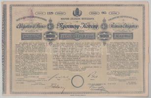Budapest 1884. "Magyar Jelzálog-Hitelbank" nyeremény-kötvénye 100Ft-ról bélyegzéssel, szár...