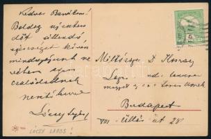 cca 1905 Lóczy Lajos (1849-1920) geológus autográf képeslapja Nagyilosvai Ilosvay Lajos (1851-1936. ) vegyész, egyetemi tanár, akadémikus részére új évi jókívánatokkal