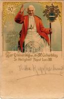 1903 Zur Erinnerung a. d. 90. Geburtstag Sr. Heiligkeit Papst Leo XIII / Pope Leo XIII. Art Nouveau, litho (szakadás / tear)