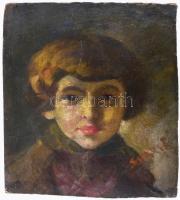 Olvashatatlan jelzéssel: Arckép. Olaj, karton. Kissé sérült. 30x27 cm