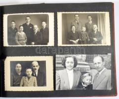 ca 1950-1960 kb 50 db családi fotót tartalmazó album. szépen beállított gyermek fotók, néhány katona...